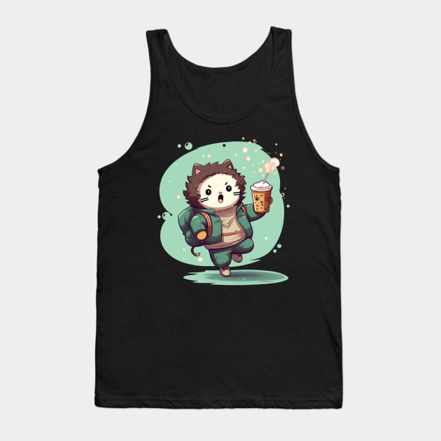 Cat with boba Tank Top by Prism Chalk House